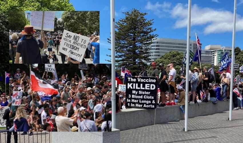 Protest In New Zealand Against Covid 19 Vaccine Mandate (1)