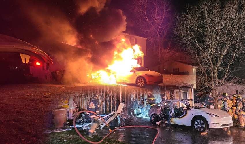 Tesla Car In Fire