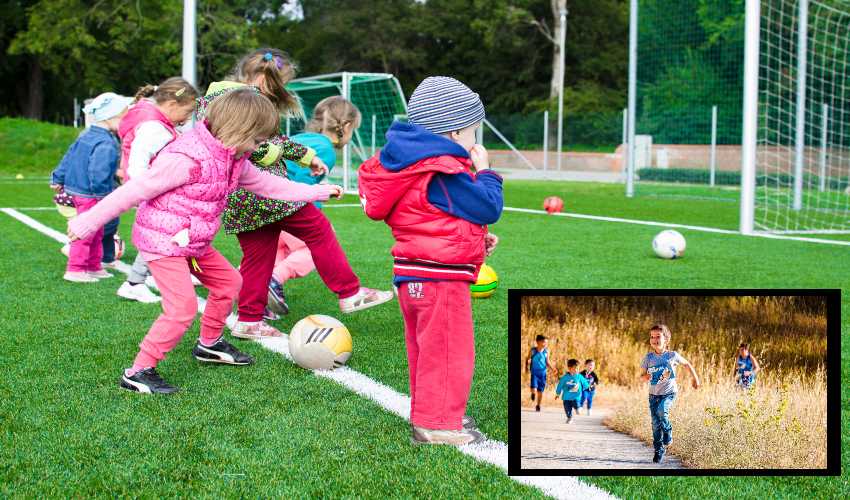 Kids Shooting On Football Station