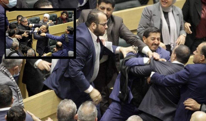 Jordanian Mps Exchange Punches In The Country's Parliament