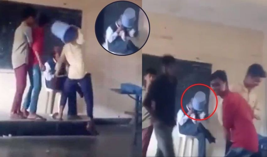 School Students Attack Teacher With Dust Bin
