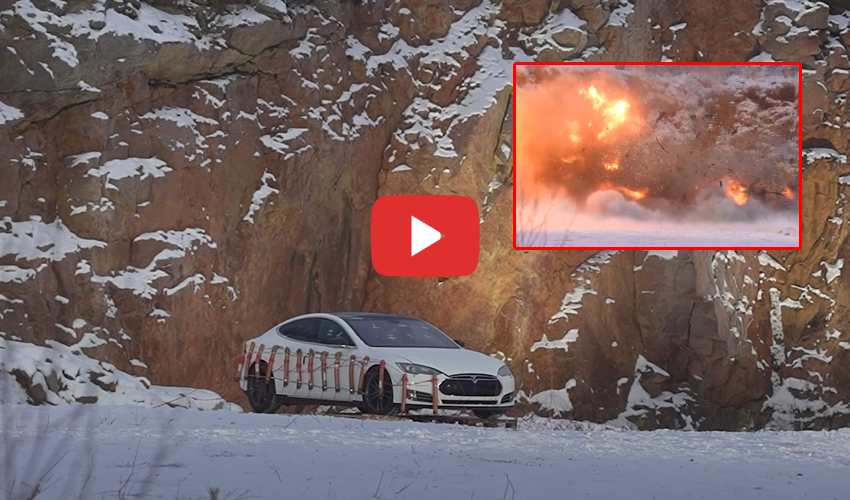 Tesla Car Blast With Dynamite