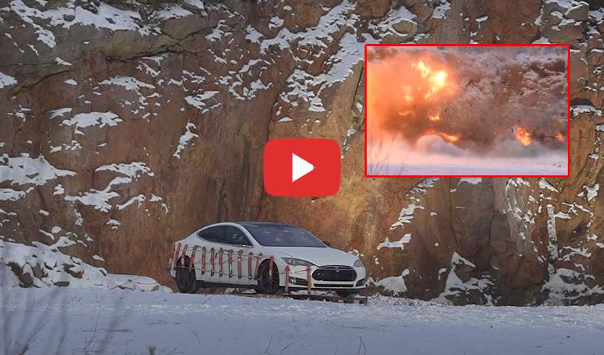 Tesla Car Blast With Dynamite : టెస్లా కంపెనీపై కోపం..కోటికి పైగా విలువచేసే కారును పేల్చేసిన యజమాని Tesla Car Blast With Dynamite : టెస్లా కంపెనీపై కోపం..కోటికి పైగా విలువచేసే కారును పేల్చేసిన యజమాని