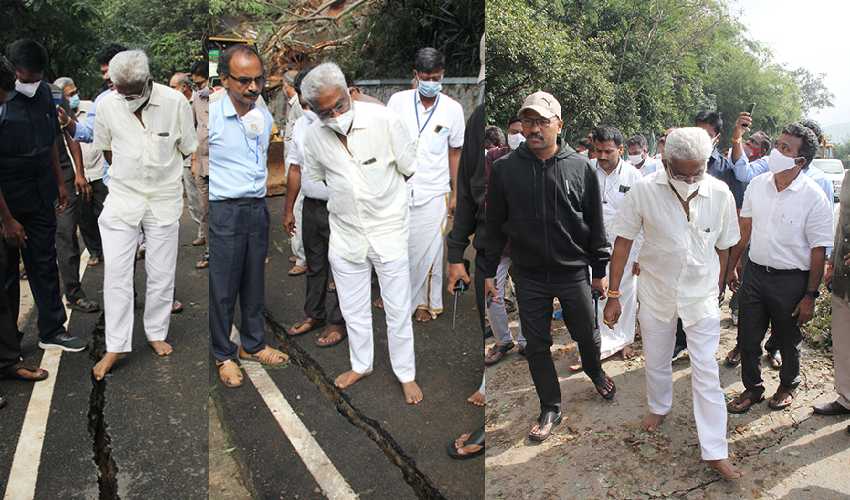 Yv Subba Reddy Inspects Damaged Roads