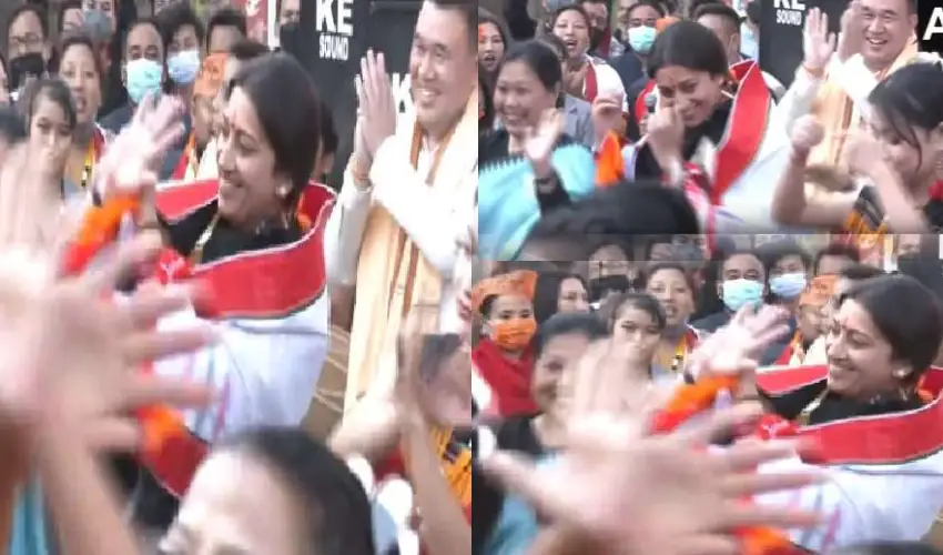 Minister Smriti Irani Performing Manipur Traditional Dance