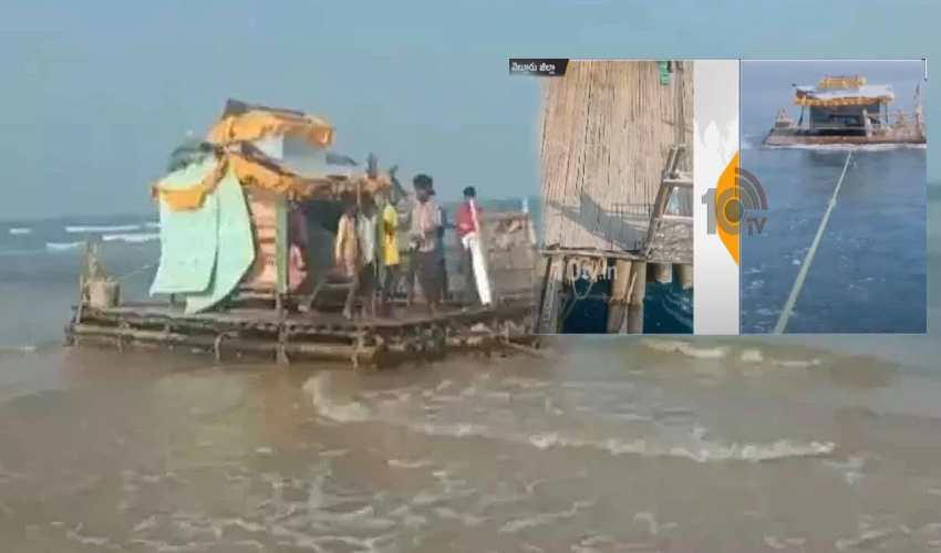 Suspected Boat In Idols Of Gods At Nellore District Sea