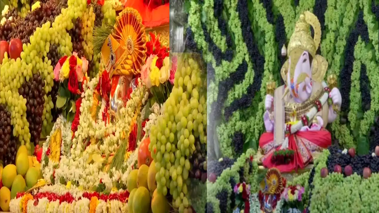 Dagadusheth Halwai Ganapati Temple Decorated 2,000 Kg Grapes (1)