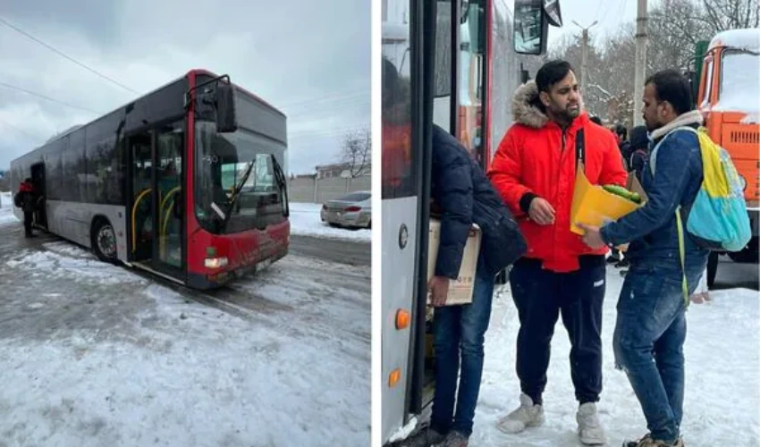 Indian Students In Ukraine's Sumy Board Buses To Poltava, Hope To Be In Safe Zone Soon