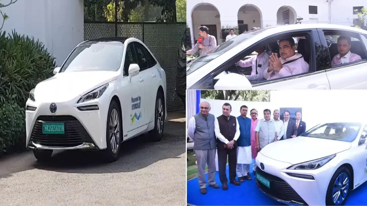 Nitin Gadkari Rolls Into Parliament In Hydrogen Car