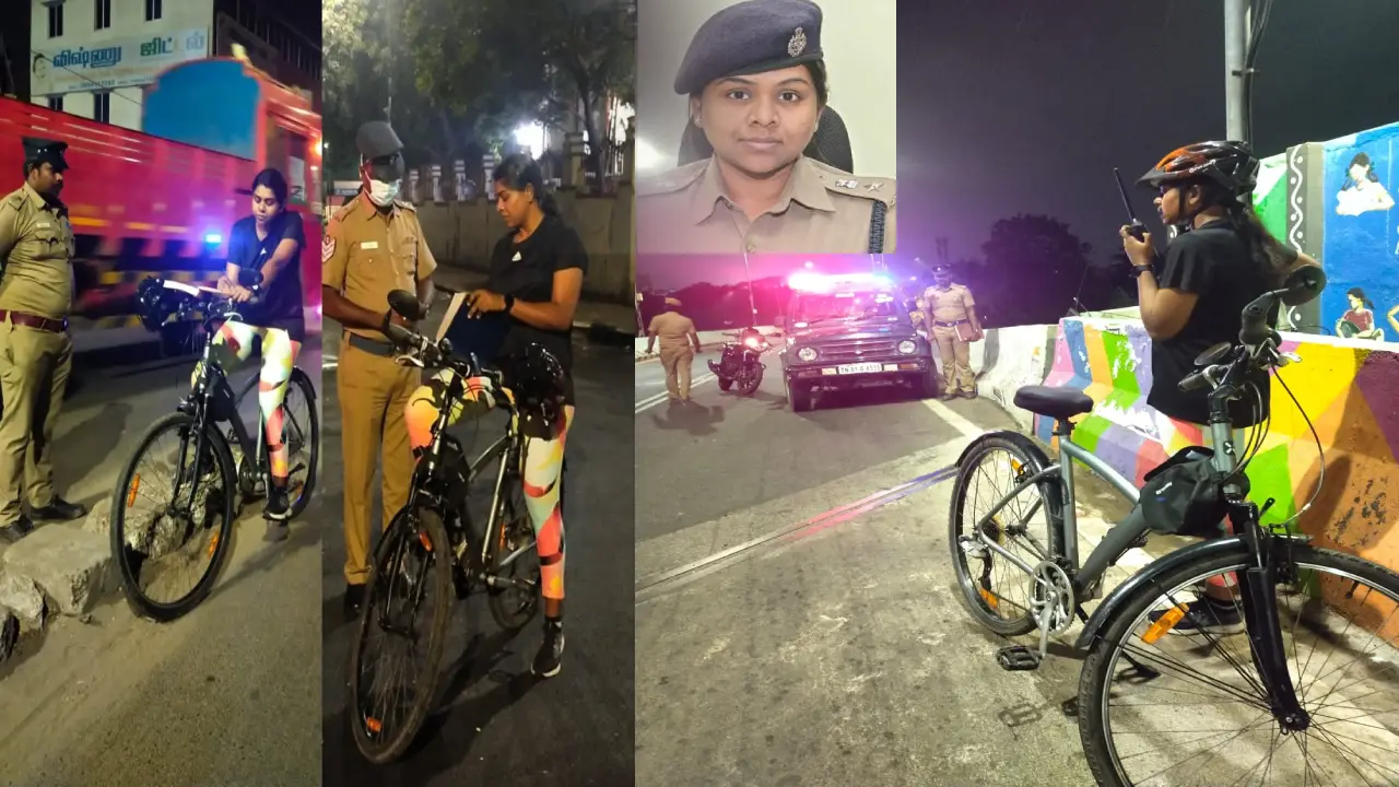 Midnight Woman Ips Officer Ramya Bharathi Went On A Bicycle In Chennai City