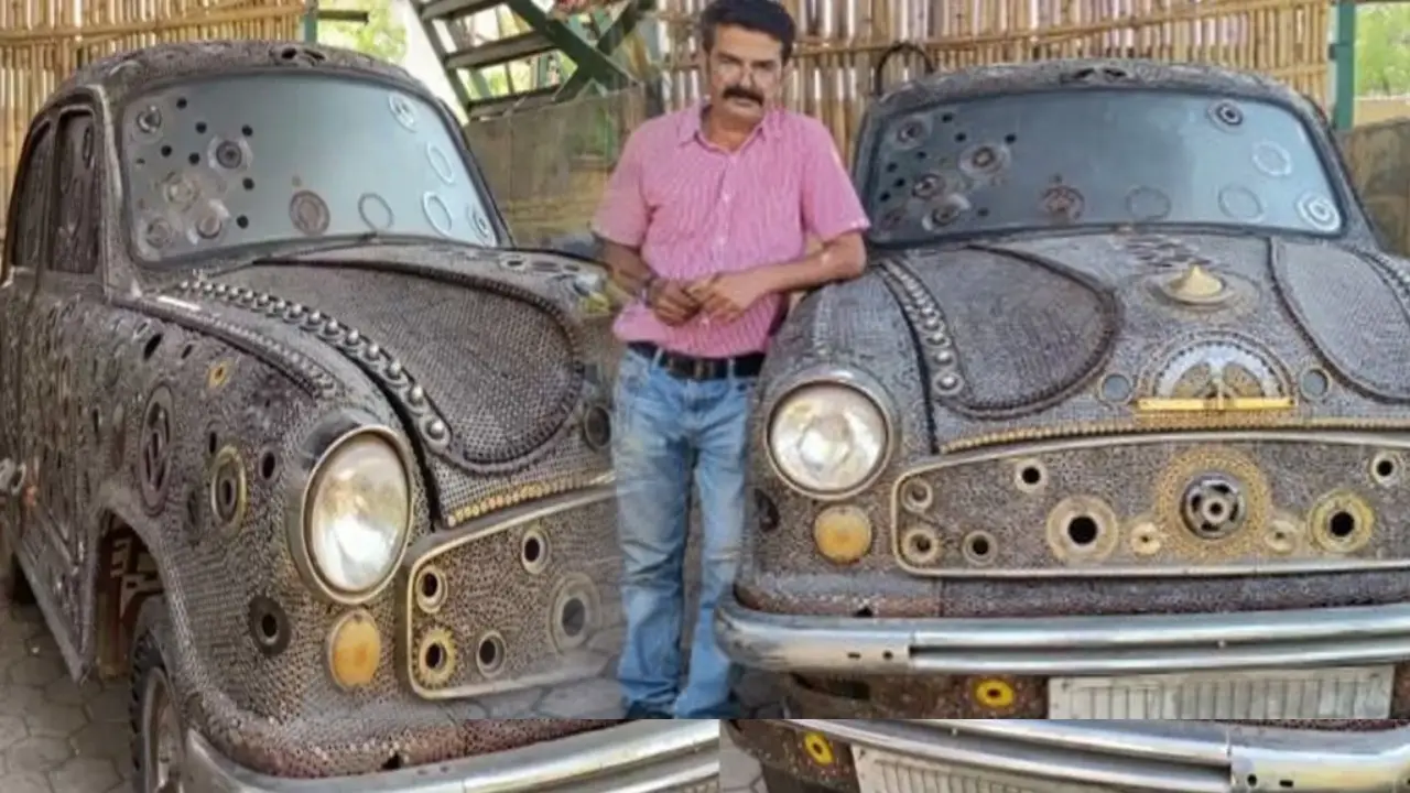 Indore Artist Sundar Gurjar Scrap Ambassdor Car