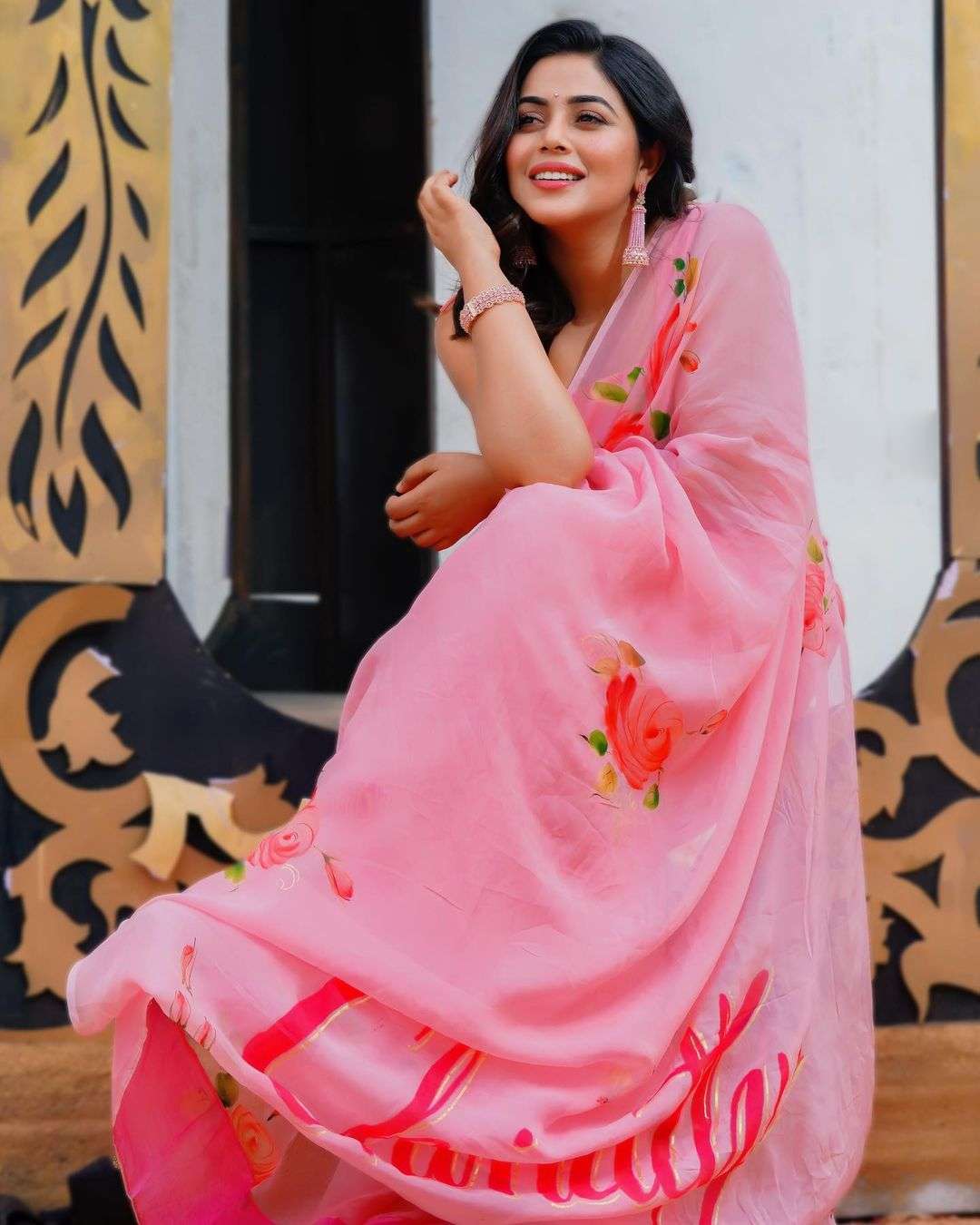 Actress Poorna Stuns Everyone In Pink Color Dress