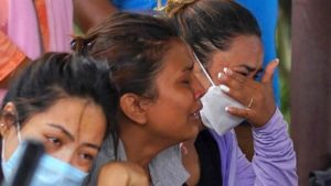 Family Members And Relatives Of Passengers Weep Outside Pokhara Airport