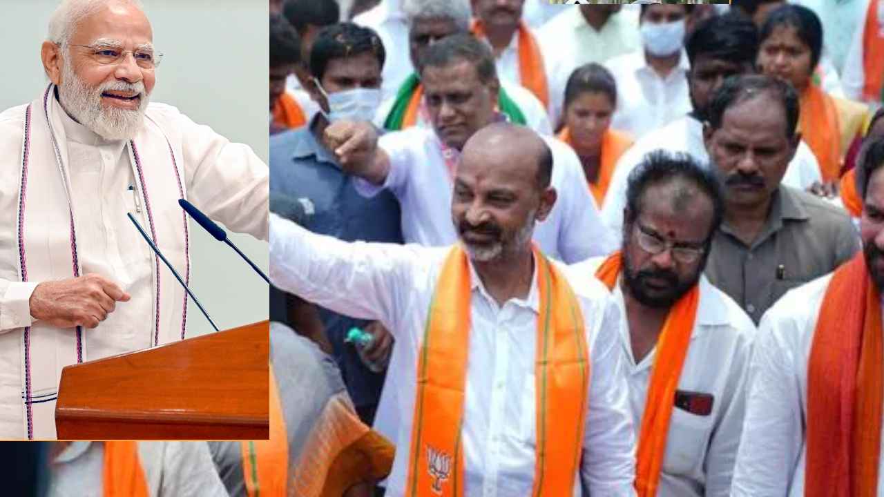 Modi Praises Bandi Sanjay : శభాష్ అంటూ బండి సంజయ్ భుజంతట్టిన ప్రధాని మోదీ Modi Praises Bandi Sanjay : శభాష్ అంటూ బండి సంజయ్ భుజంతట్టిన ప్రధాని మోదీ
