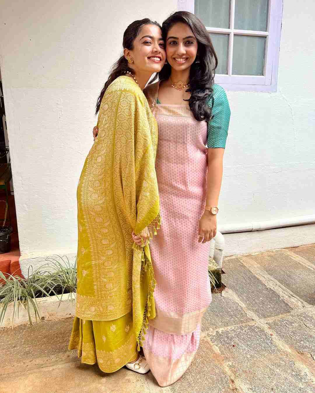 Rashmika with new Saree wear in Friend Marriage    Pc@Instagram