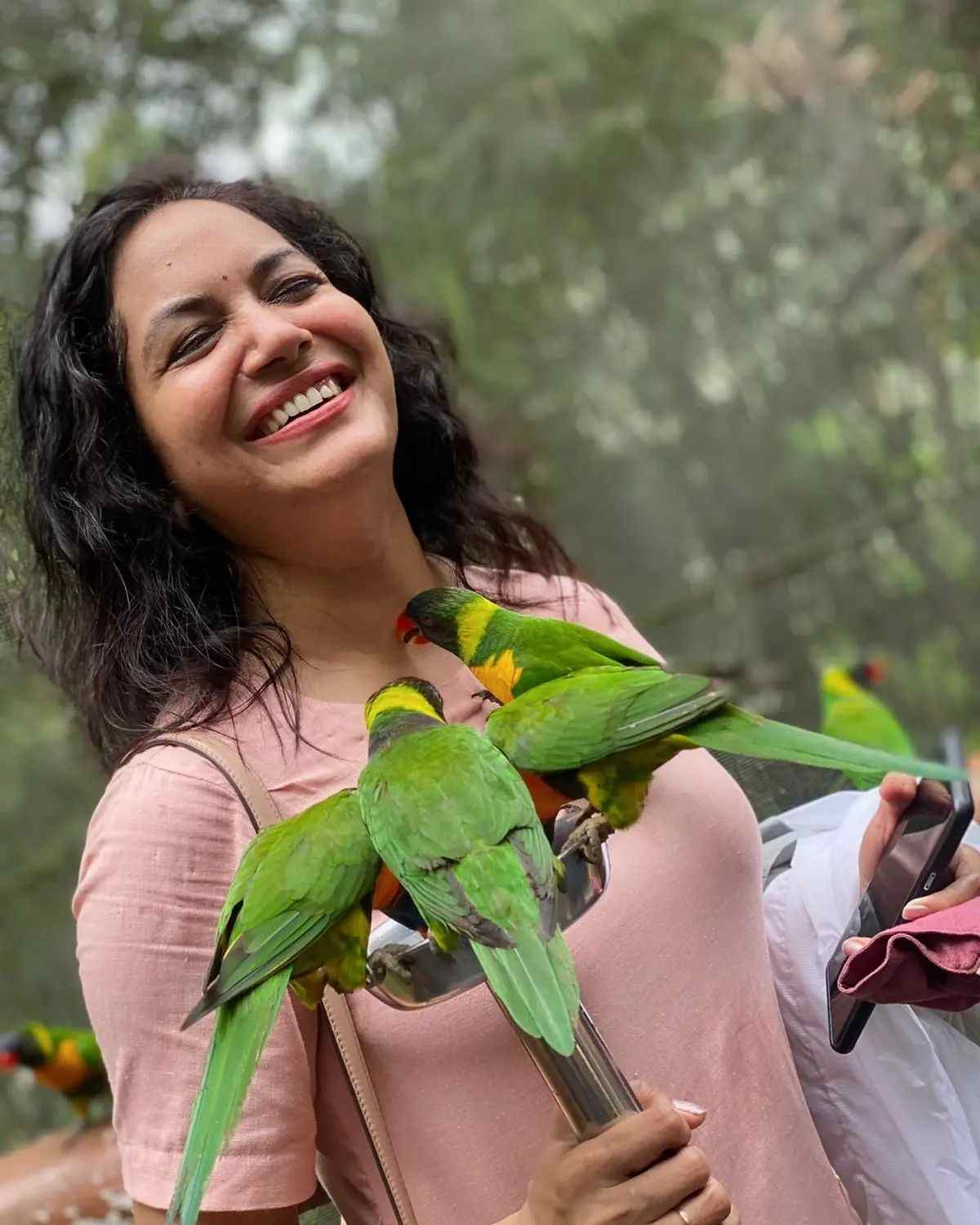 Sunitha with Birds    Pc@Instagram