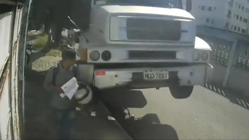 Watch Man's Incredibly Lucky Escape After Truck Veers Off Road