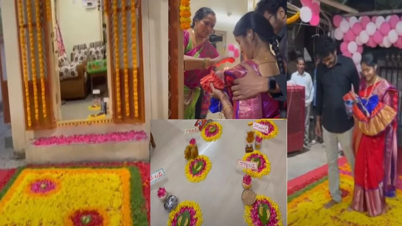 Jagityala : ఆడబిడ్డతో ఇంటికి వచ్చిన కోడలికి ఘనస్వాగతం పలికిన అత్త Jagityala : ఆడబిడ్డతో ఇంటికి వచ్చిన కోడలికి ఘనస్వాగతం పలికిన అత్త