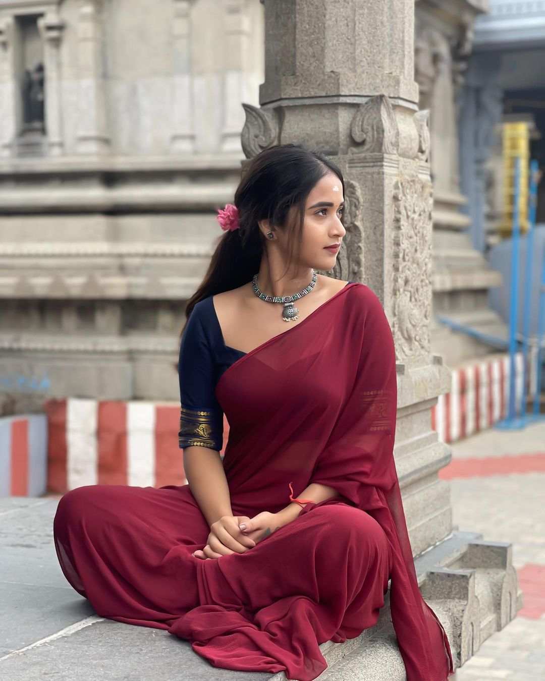 Deepthi Sunaina at Temple     Pc@Instagram