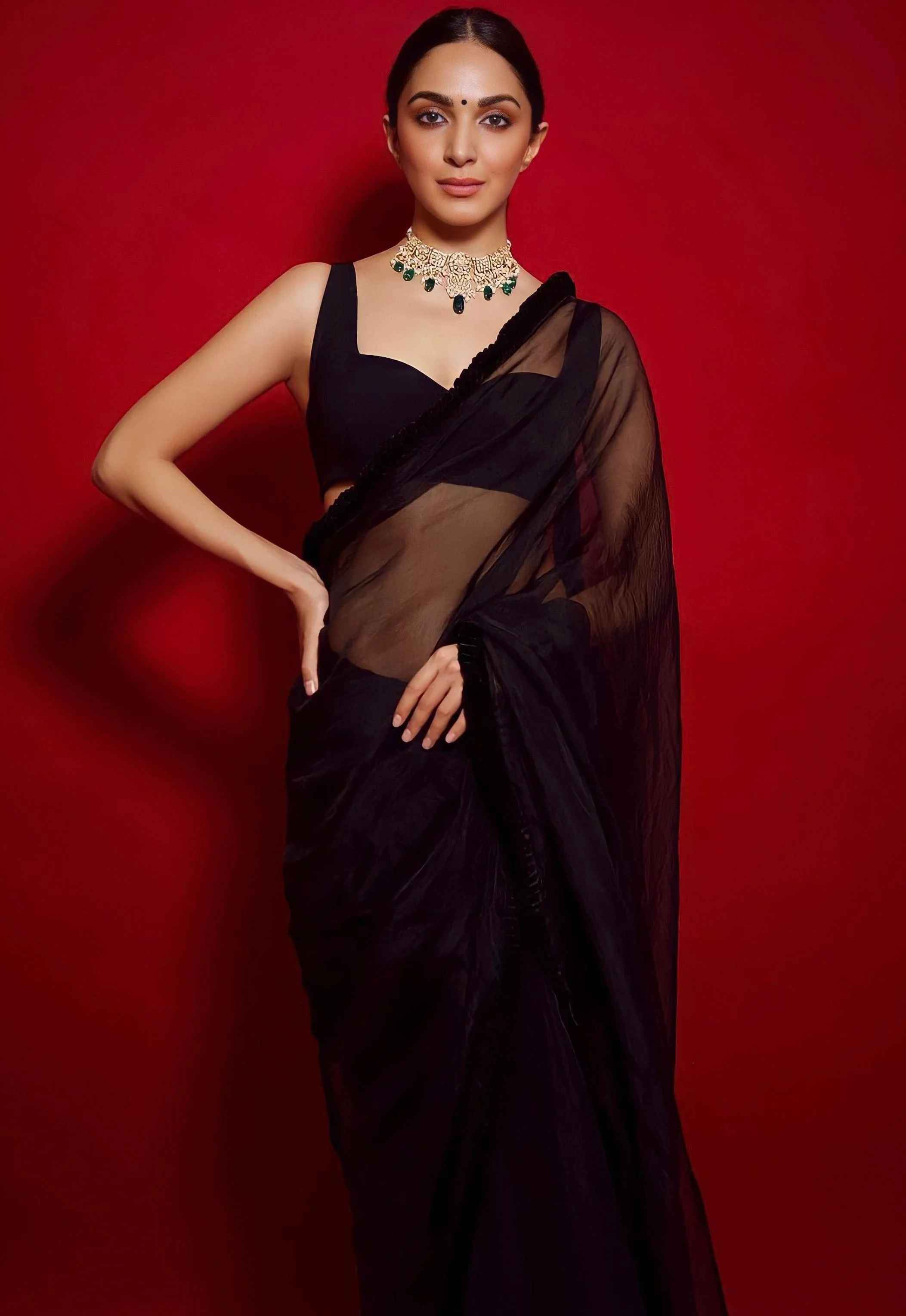 Kiara Advani Looks Stunning In Transparent Black Saree