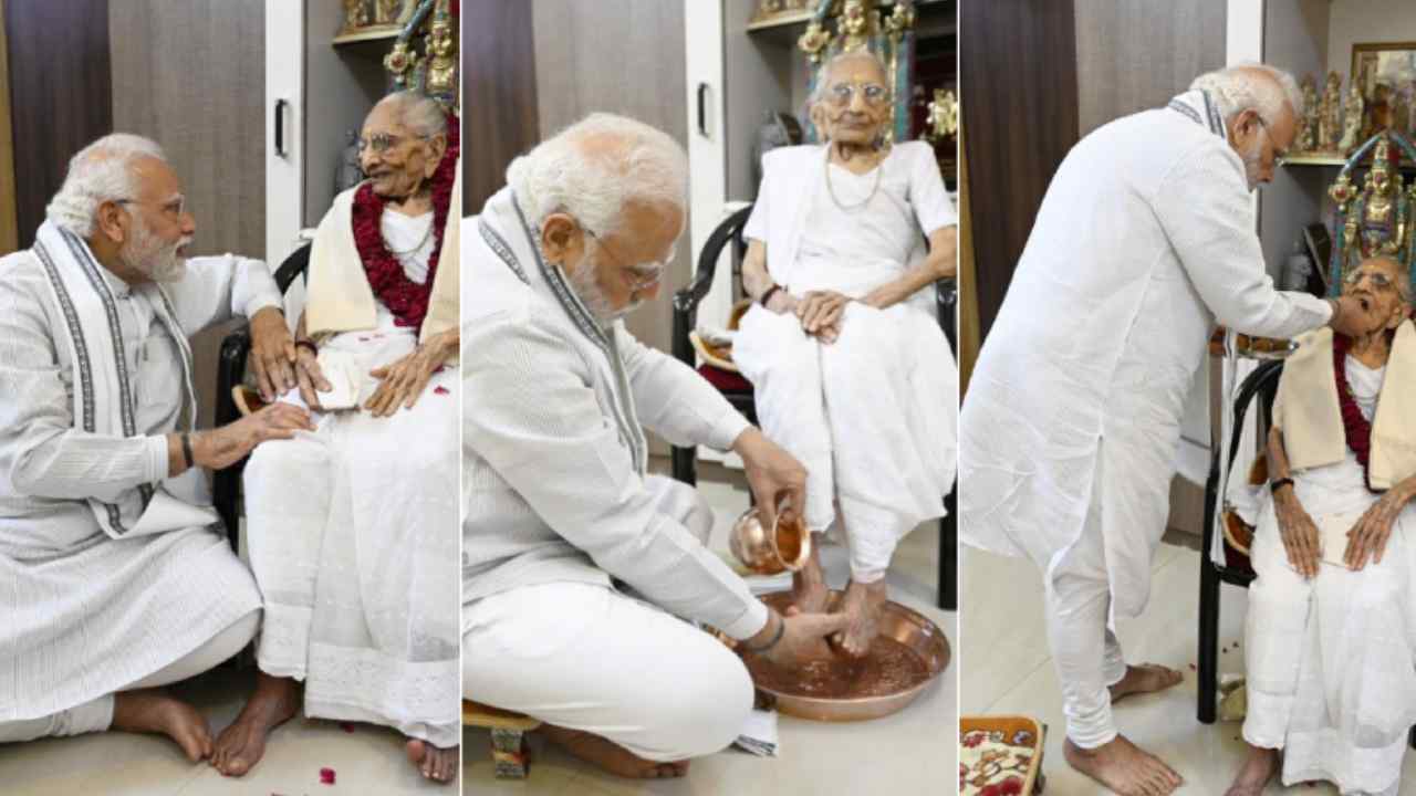 PM Modi Mother 100th Birthday : తల్లి 100వ పుట్టిన రోజు..పాదపూజ చేసి ఆశీర్వాదం తీసుకున్న ప్రధాని మోడీ PM Modi Mother 100th Birthday : తల్లి 100వ పుట్టిన రోజు..పాదపూజ చేసి ఆశీర్వాదం తీసుకున్న ప్రధాని మోడీ