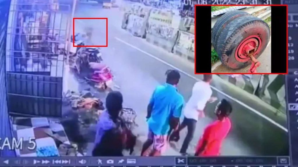 Viral Video Tamil Nadu Man Dies After Detached Tyre From Truck Hits Him