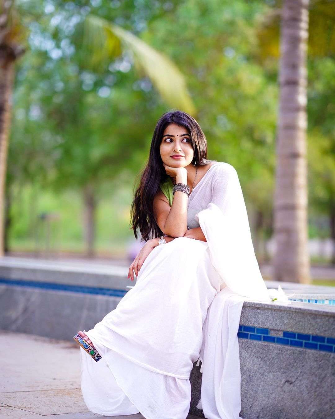 Ananya Nagalla Cute photos in White Saree