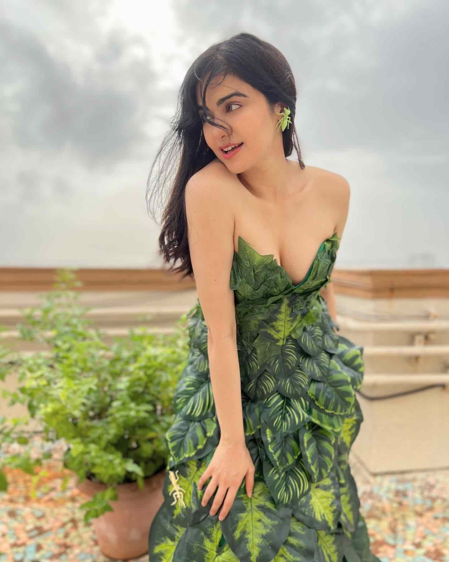 Adah Sharma special photoshoot in leaf design dress