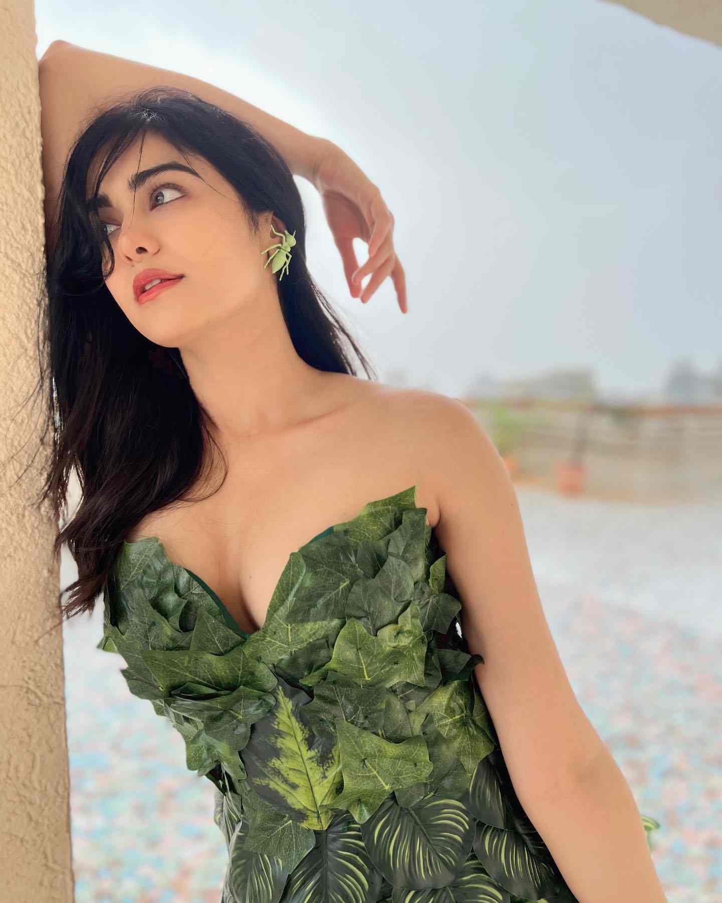 Adah Sharma special photoshoot in leaf design dress