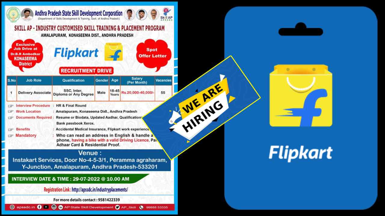 Flipkart: ఫ్లిప్కార్ట్లో ఉద్యోగాలు.. డిగ్రీతో రూ.40వేలు జీతం Flipkart: ఫ్లిప్కార్ట్లో ఉద్యోగాలు.. డిగ్రీతో రూ.40వేలు జీతం