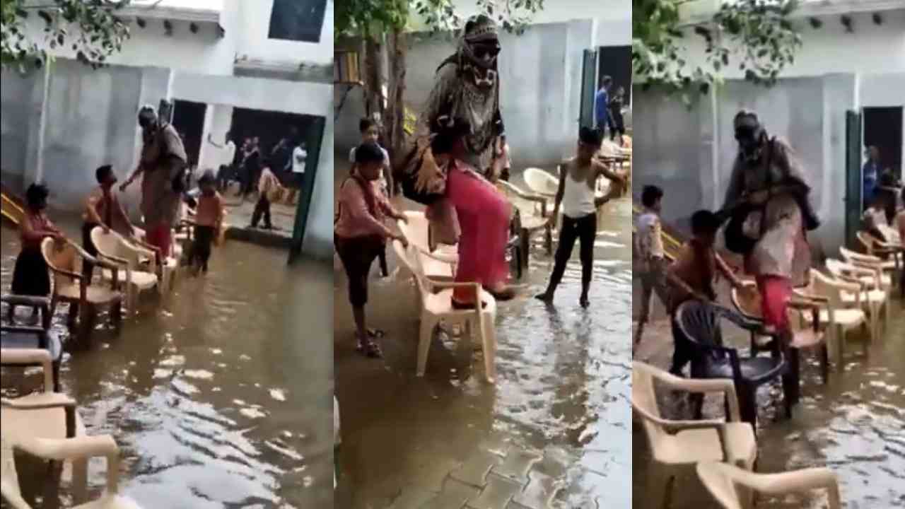 viral video: పిల్లలతో ప్లాస్టిక్ కుర్చీలు వేయించుకుని వరద నీటిని దాటిన టీచర్ viral video: పిల్లలతో ప్లాస్టిక్ కుర్చీలు వేయించుకుని వరద నీటిని దాటిన టీచర్