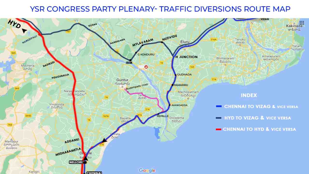 Ysrcp Plenary Traffic Diversion Map
