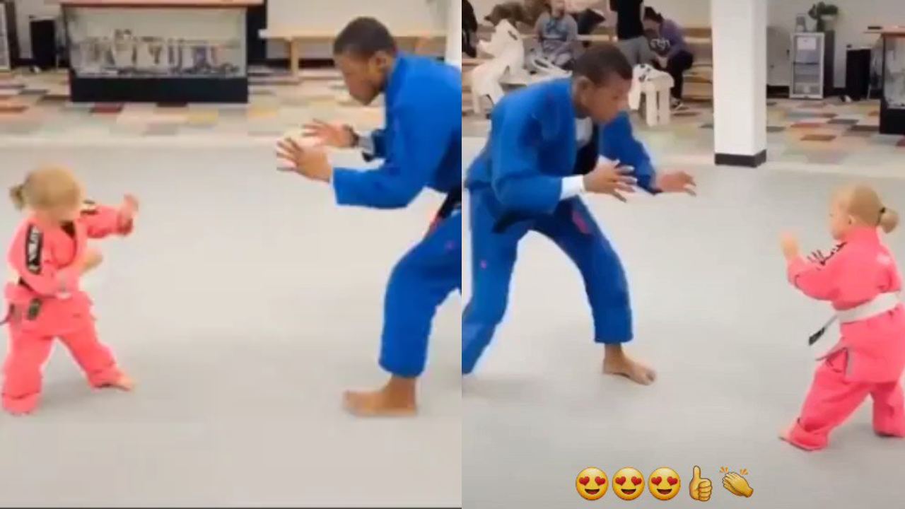 Cute baby defeating karate teacher : కరాటేతో టీచర్ నే ఓడించేసిన ‘పసిపాప’ ఎంత ముద్దొచ్చేస్తోందో.. Cute baby defeating karate teacher : కరాటేతో టీచర్ నే ఓడించేసిన ‘పసిపాప’ ఎంత ముద్దొచ్చేస్తోందో..