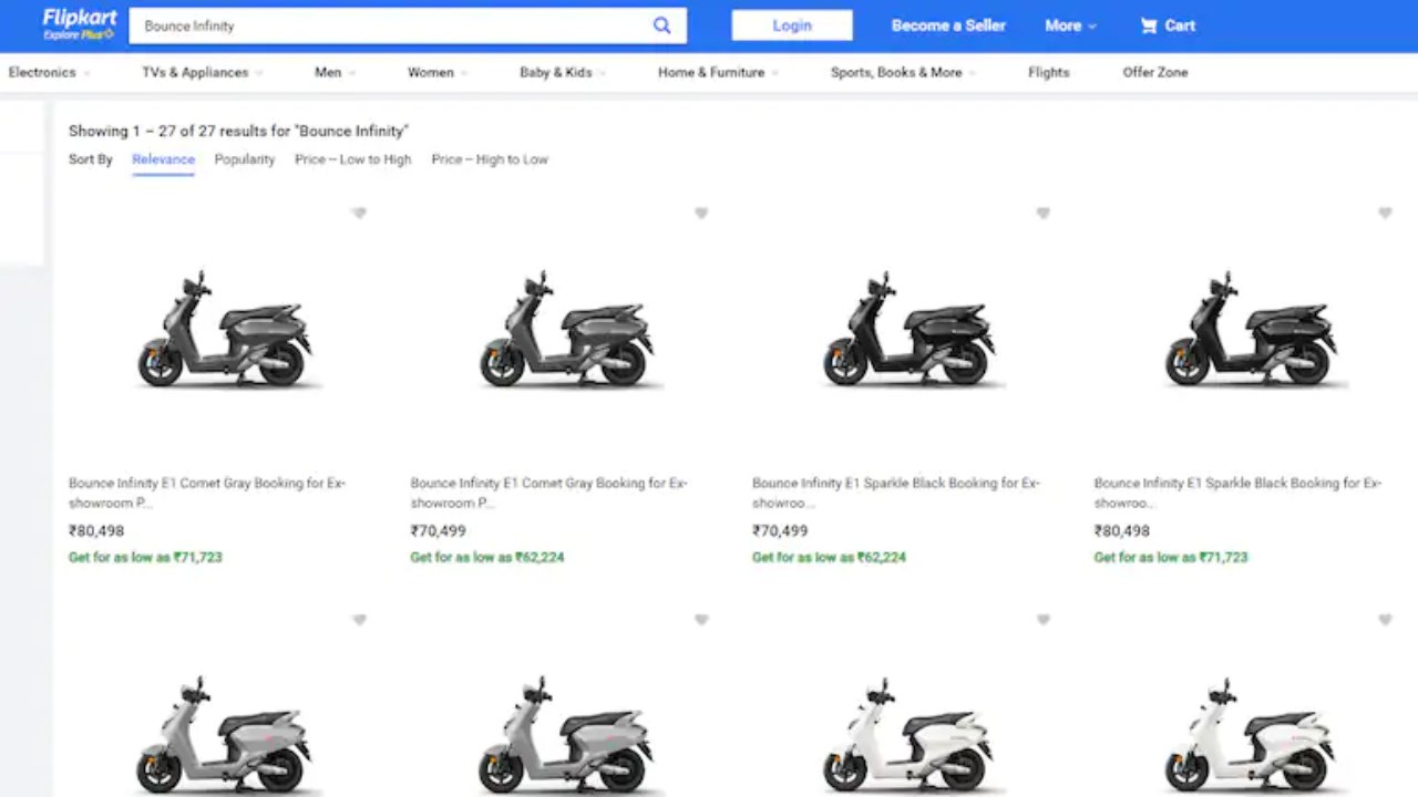 Flipkart Starts Selling Infinity Scooter On Its Website, May Add More Evs To List (1)