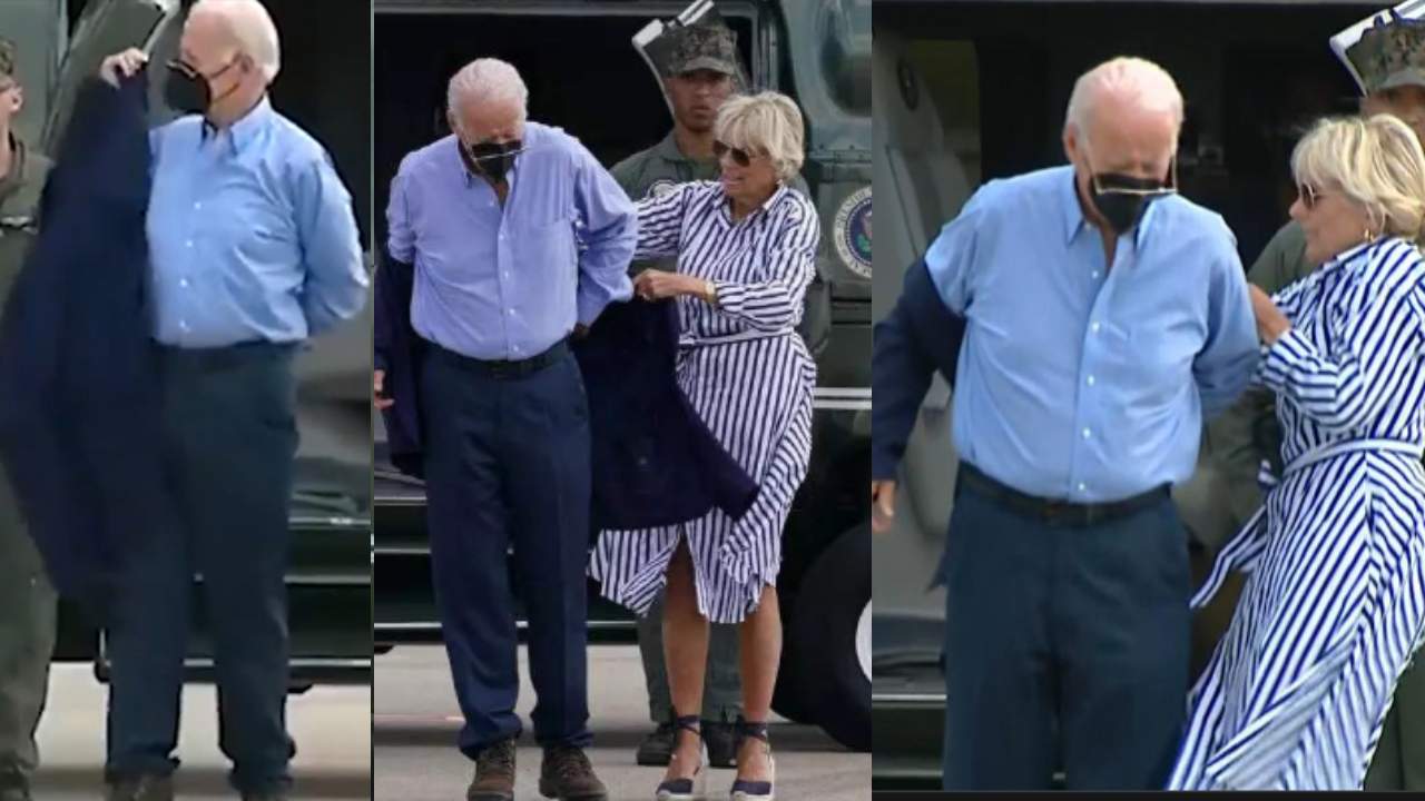Biden Struggling Wear His Jacket : కోటు వేసుకోవడానికి నానా తిప్పలుపడిన జో బైడెన్.. Biden Struggling Wear His Jacket : కోటు వేసుకోవడానికి నానా తిప్పలుపడిన జో బైడెన్..