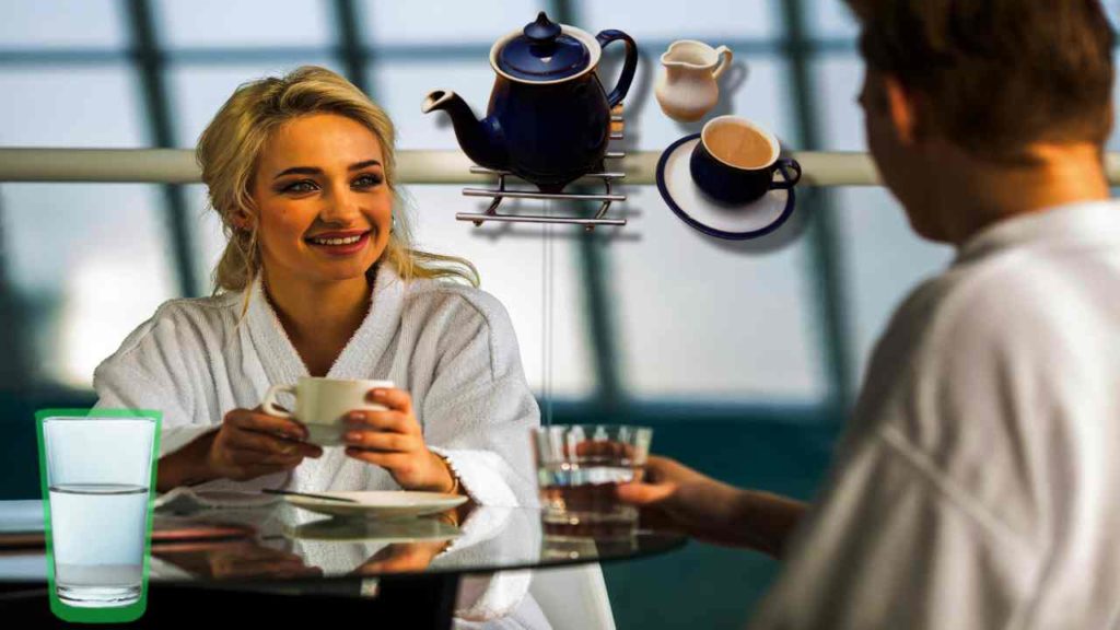 drinking tea and coffee
