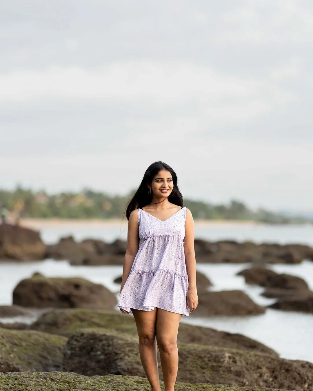 Ananya Nagalla Photoshoot in Short Gown at Beach 