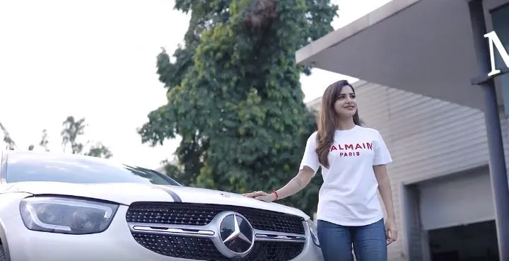 AshuReddy Father Gifted Benz Car on her Birthday