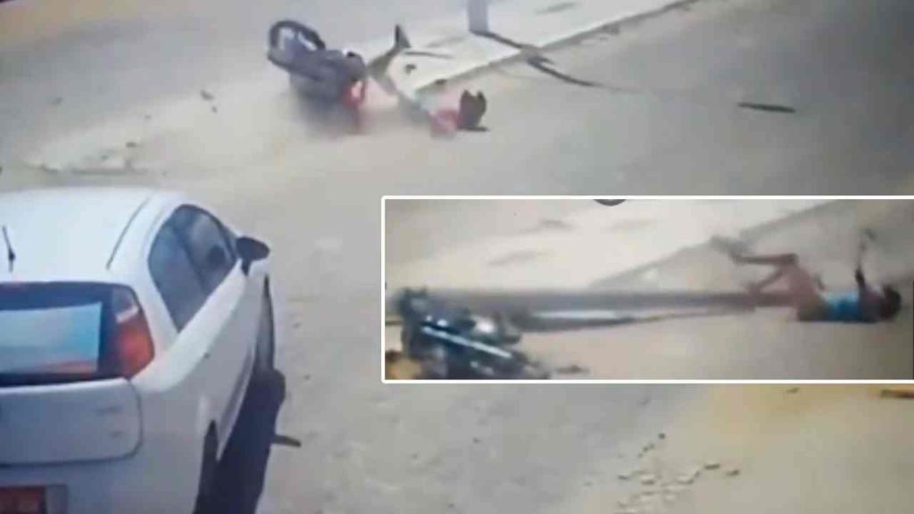 Biker Saved By Helmet