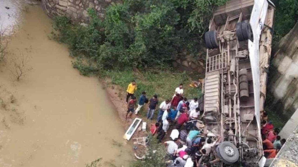 Bus Falls Off Bridge In Jharkhand