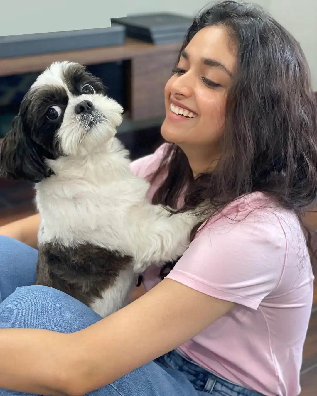 Keerthi Suresh Cute Photoshoot with her puppy dog