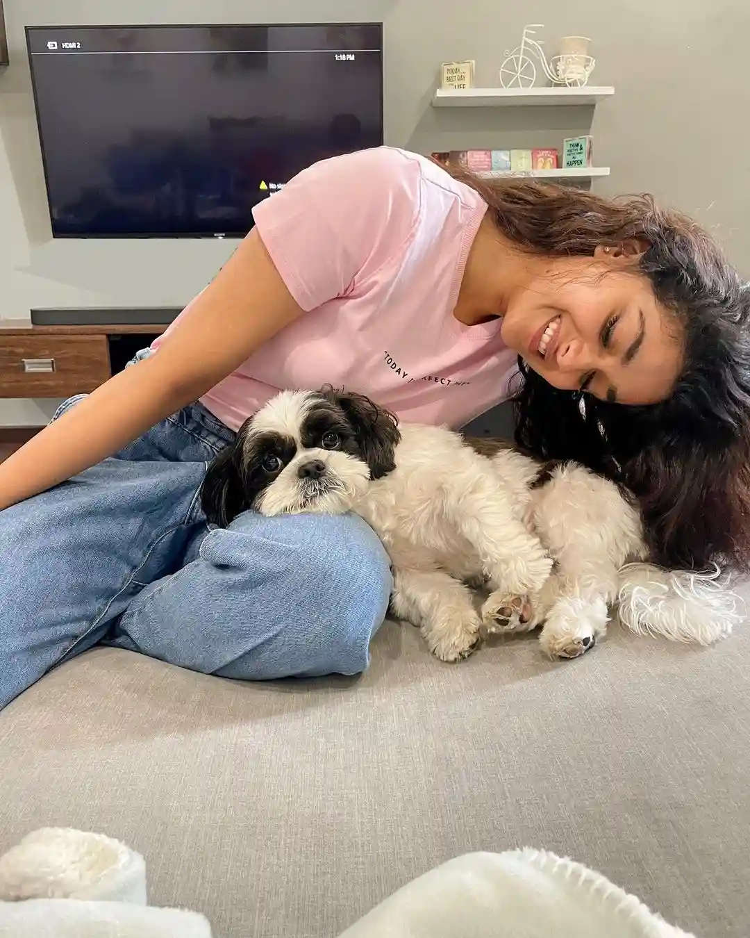 Keerthi Suresh Cute Photoshoot with her puppy dog