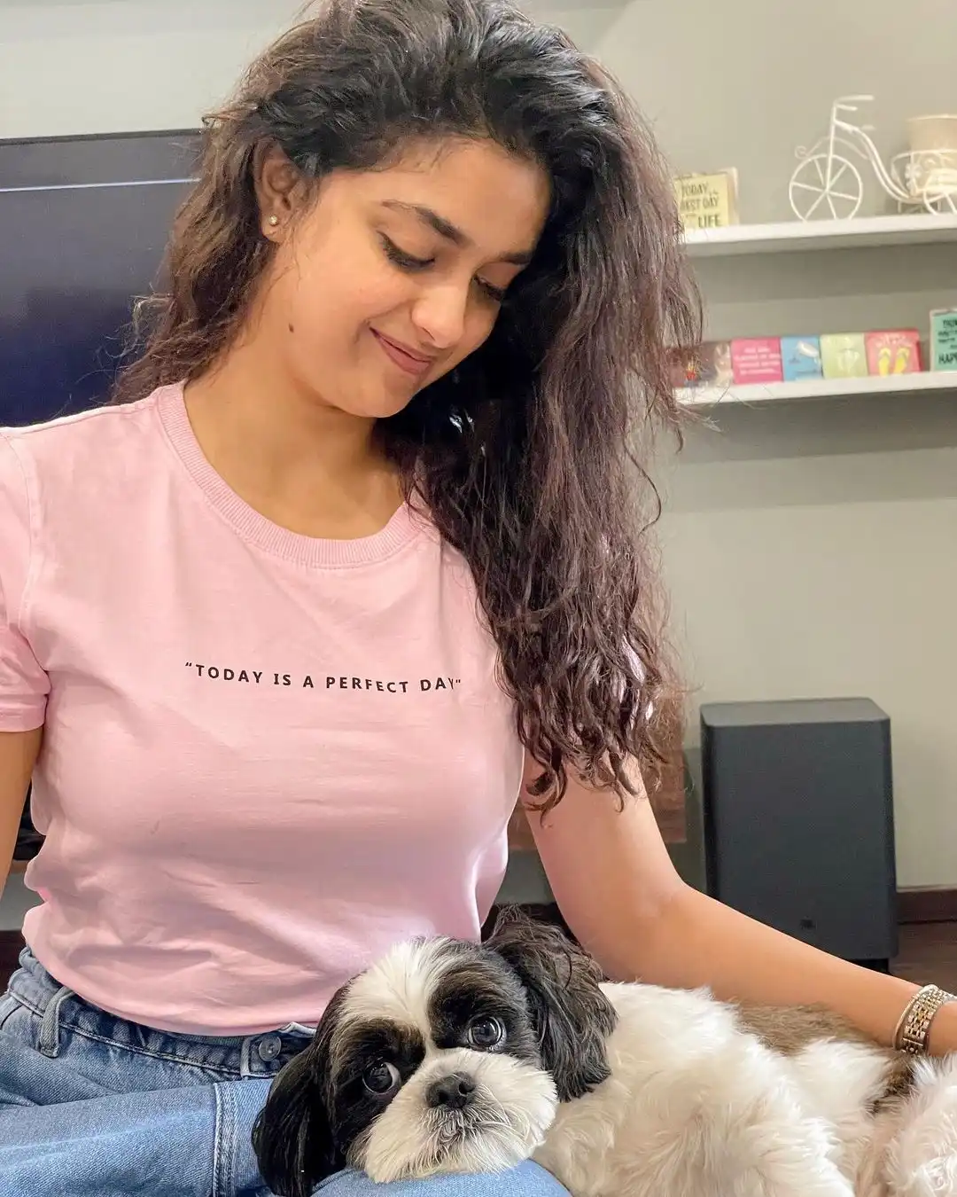 Keerthi Suresh Cute Photoshoot with her puppy dog