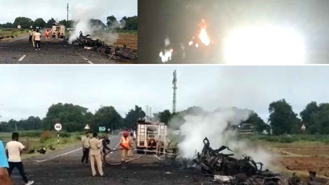 Fire breaks out in a lorry: గ్యాస్ సిలిండర్లతో వెళుతున్న లారీలో మంటలు.. పేలిపోయిన 100కి పైగా సిలిండర్లు Fire breaks out in a lorry: గ్యాస్ సిలిండర్లతో వెళుతున్న లారీలో మంటలు.. పేలిపోయిన 100కి పైగా సిలిండర్లు