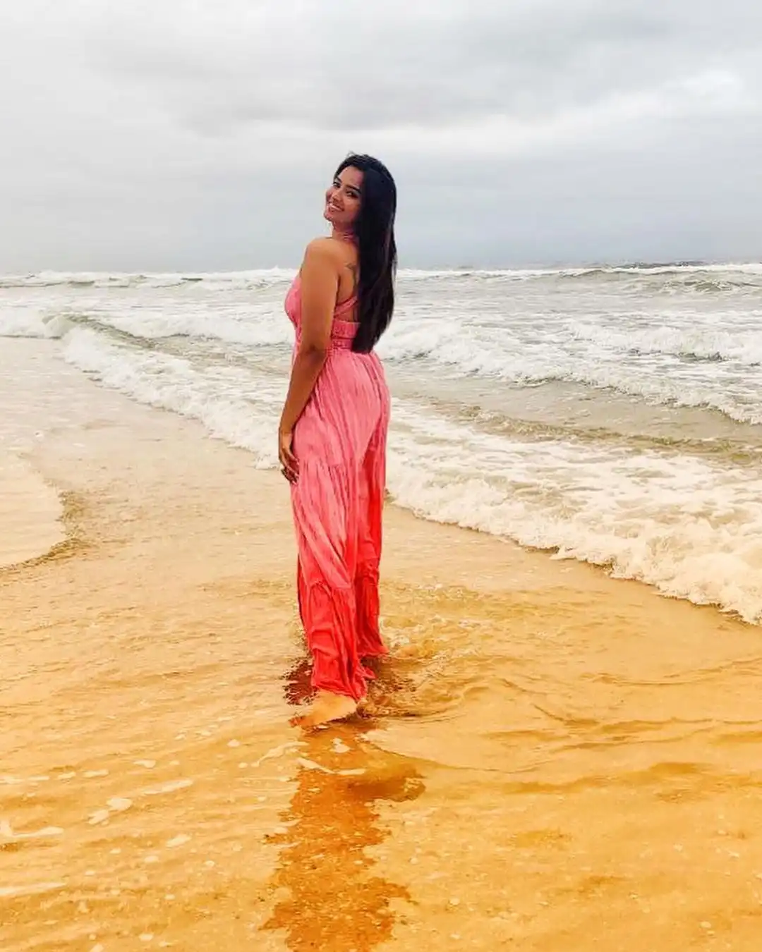 Pujita Ponnada enjoying in Beach 