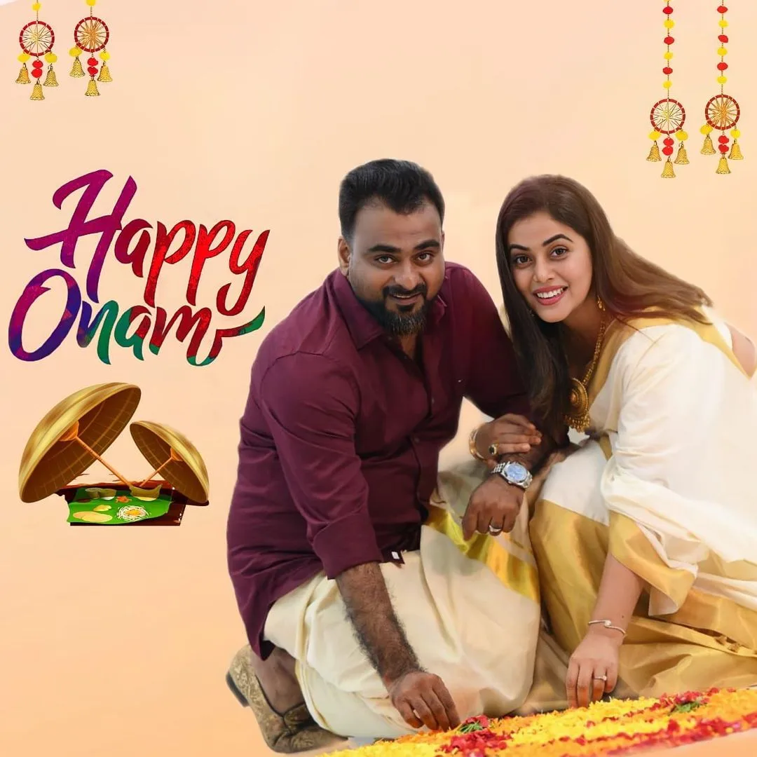Actor Purna Celebrates Onam Festival with her Husband