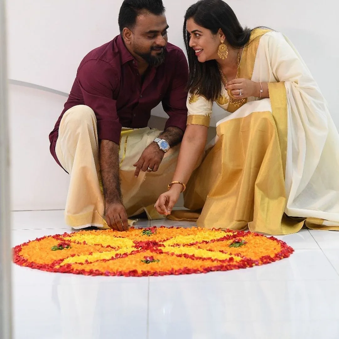 Actor Purna Celebrates Onam Festival with her Husband