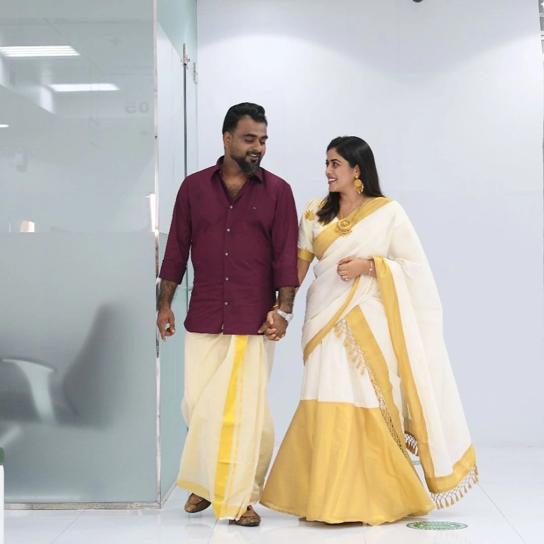 Actor Purna Celebrates Onam Festival with her Husband