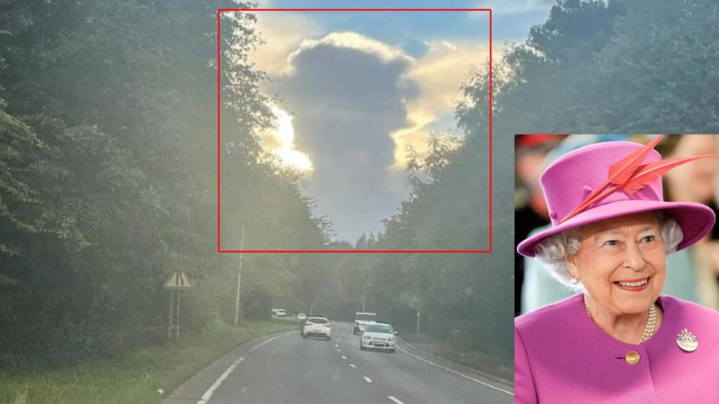 Queen Elizabeth in clouds