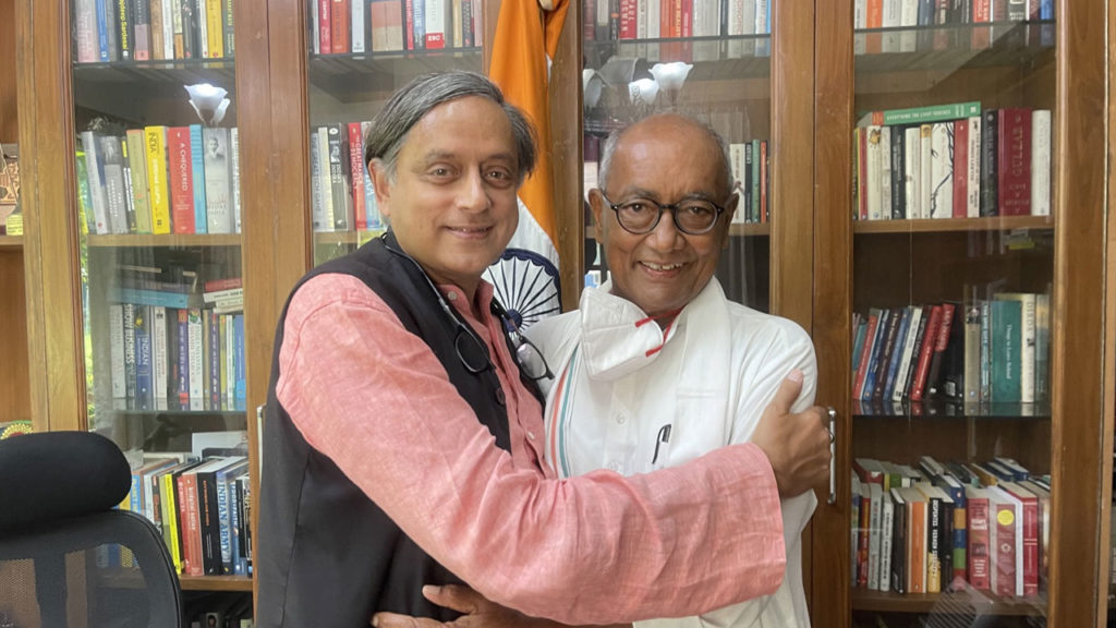 Congress leader Digvijaya Singh met party MP Shashi Tharoor